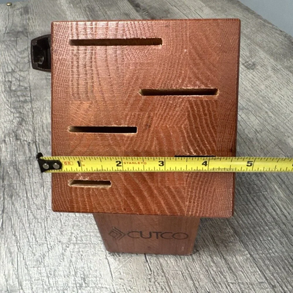 Cutco 5 Slot Knife Block Honey Oak Wood Heavy‎ with Side Scissor Holder USA Made